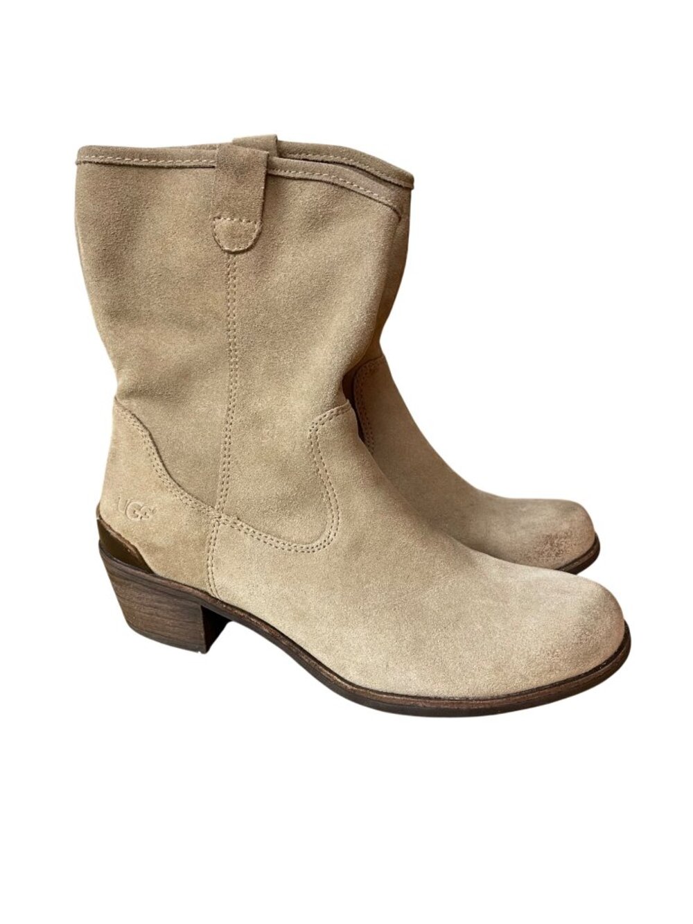 UGG Briar Suede Shearling Lined Western Boots Sz 7 Cowgirl Rodeo Festival Boho